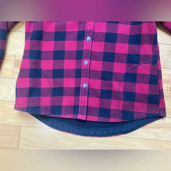 Orvis Fleece Lined Plaid Flannel Snap Shirt Jacket Shacket Red Black Women's S - Picture 3 of 6